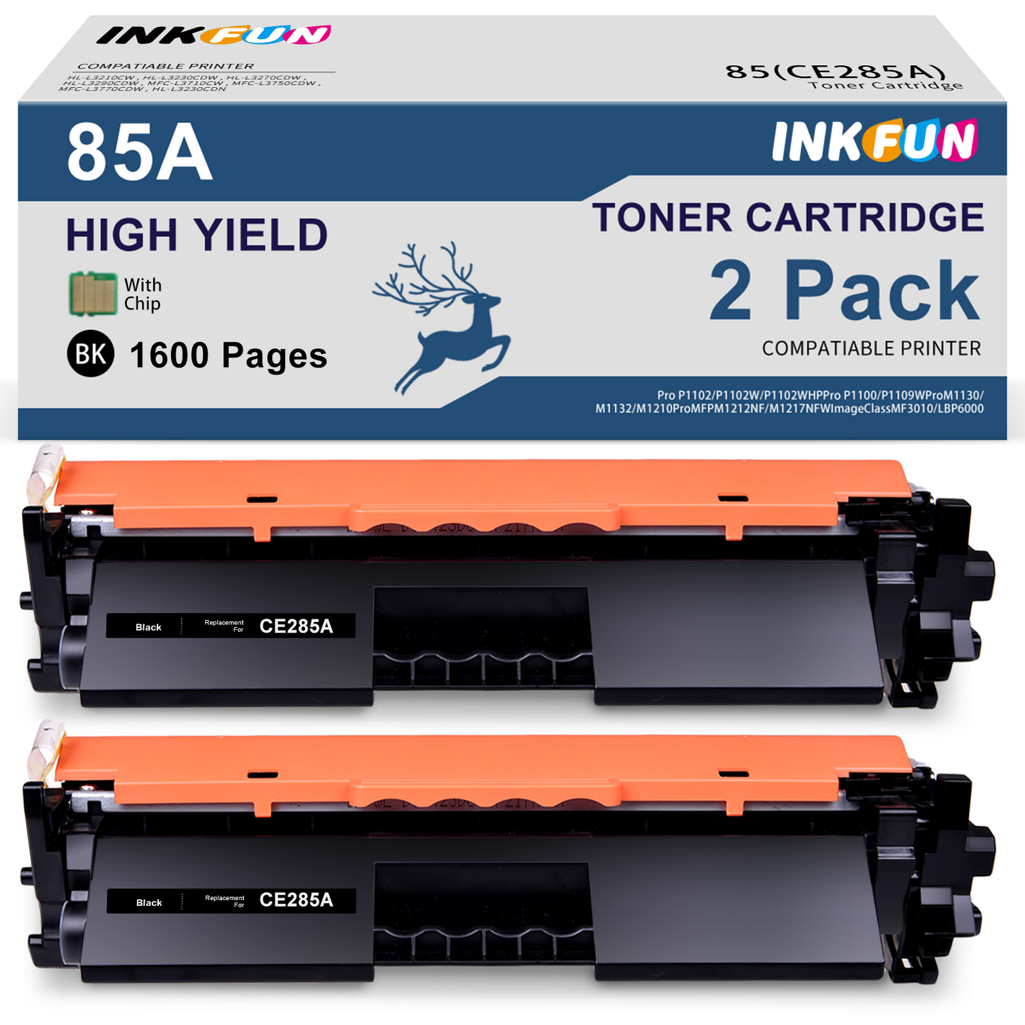 85A Toner Replacement for HP 85A Black Toner Cartridge for CE285A for HP Laserjet P1102w (2 Pack)