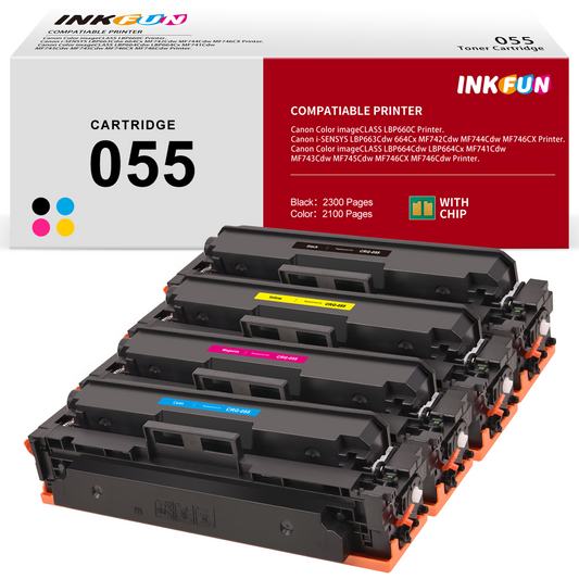 055 Toner Cartridge Compatible for Canon 055 055H CRG-054 Toner for Canon Color ImageCLASS MF743Cdw MF741Cdw MF745Cdw MF746Cdw LBP664Cdw Laser Printer(4 Pack, Black Cyan Magenta Yellow)