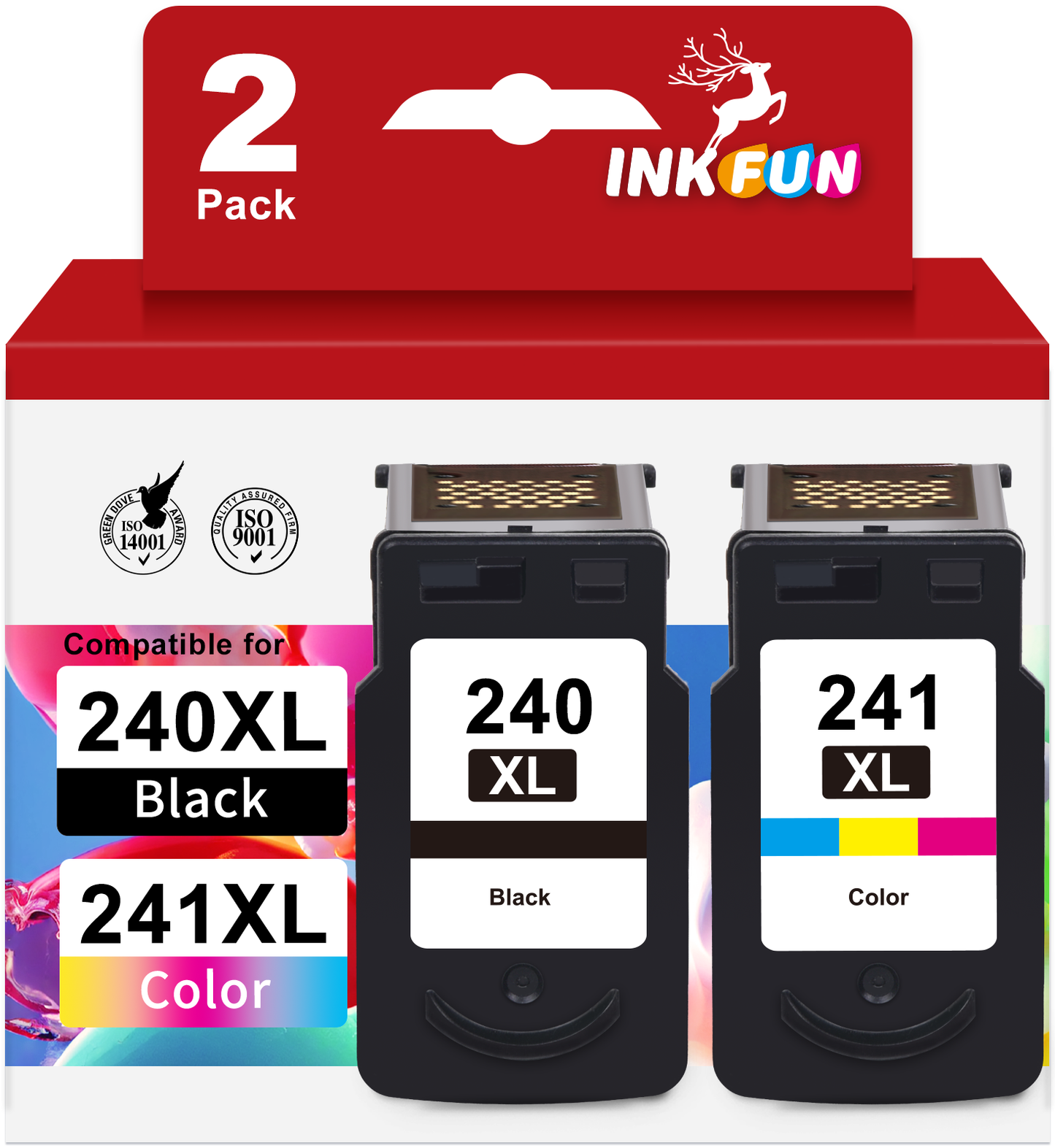 240 Ink Cartridge for Canon 240XL and 241XL for Canon Ink 240 and 241 for Canon PIXMA MG3620 MG3600 (Black Tri-color)