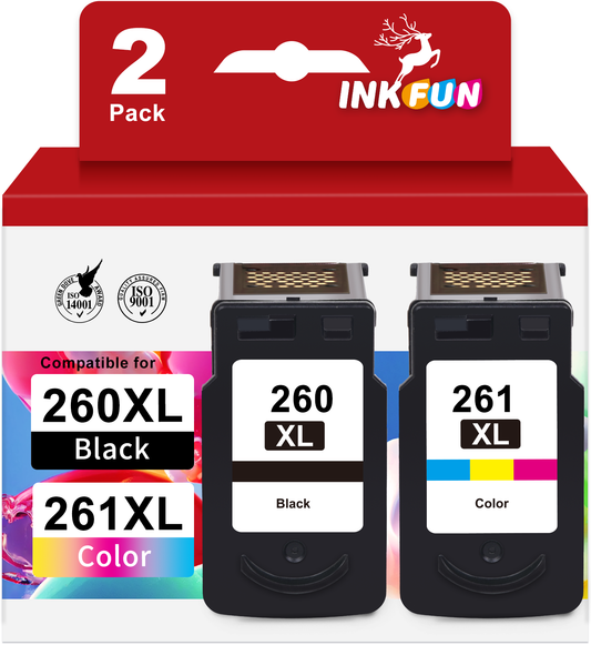 260XL 261XL Ink for Canon 260/261 Ink for Canon Ink 260 261 PG-260XL CL-261XL for Canon TS5300 TS5320 TS6420 TS6420a TR7020 TR7020a Printer (Black Tri- Color)