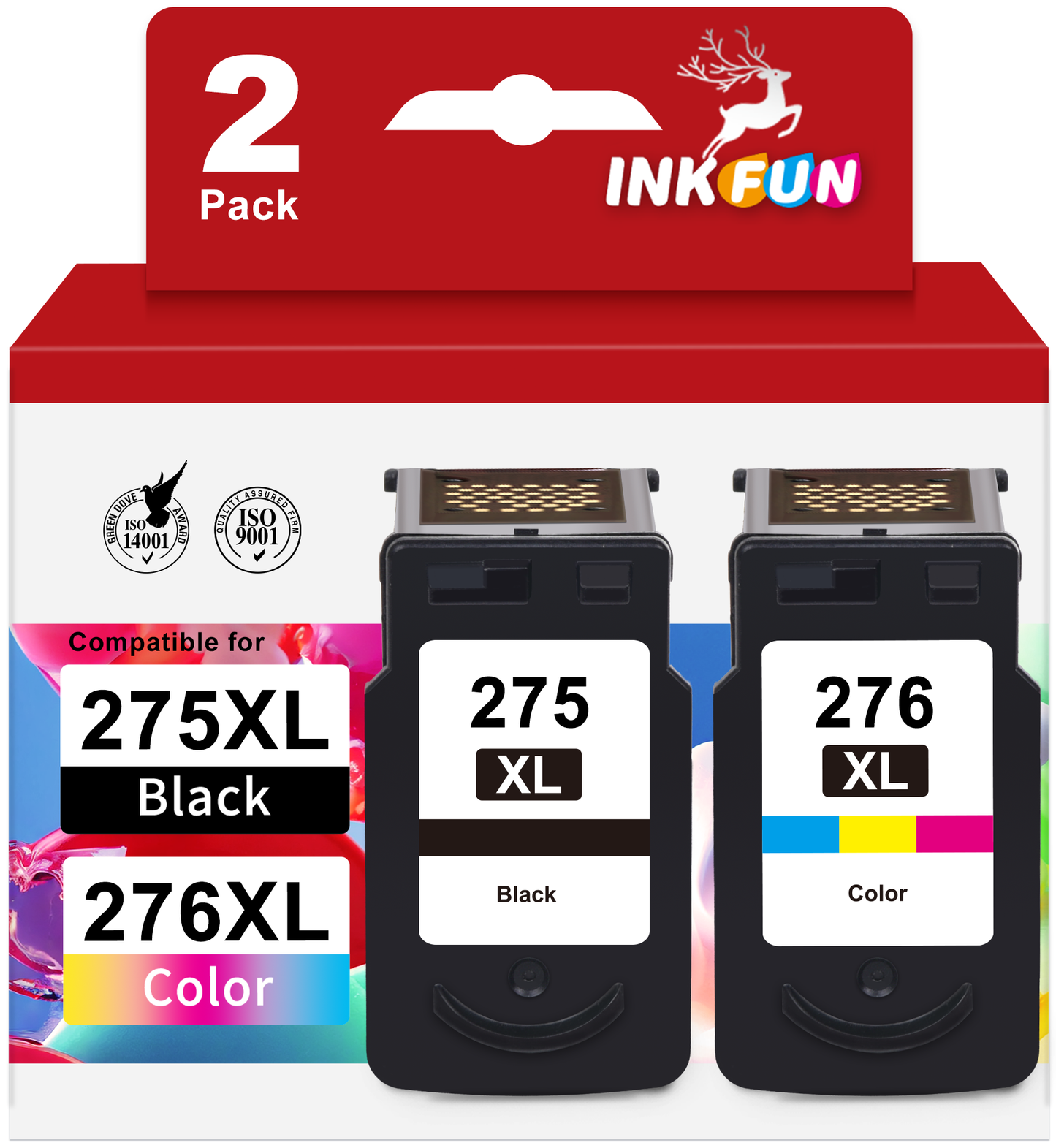 275XL 276XL Ink Cartridge for Canon Ink 275 and 276 for Canon 275 276 Ink for PG-275XL CL-276XL Combo Pack for Canon PIXMA TS3520 TS3522 TS3500 TR4720 TR4700 TS3500 Printer (Black Tri-Color)