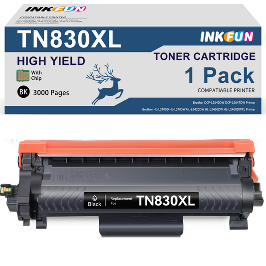 TN830XL TN830 Toner Cartridge for Brother TN830XL TN-830XL TN830 Toner Cartridge for Brother DCP-L2640DW HL-L2460DW HL-L2405W HL-L2400D HL-L2480DW MFC-L2820DW Printer (1 Black)