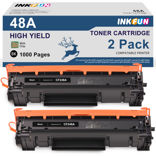 48A Toner Cartridge Replacement for HP 48A Toner Cartridge CF248A 248A for HP Printer Laserjet Pro M15w M16a M15a M16w MFP M31w M30w MFP M29w M28w (2 Black)