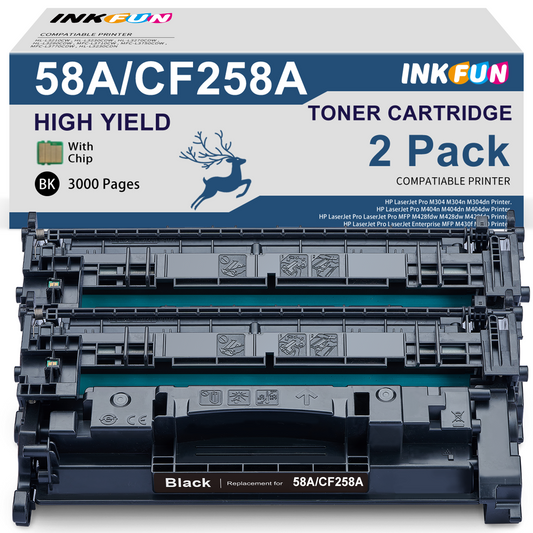 58A CF258A Toner (with Chip) Compatible for HP 58A CF258A 58X CF258X Toner (2 Pack, Black)