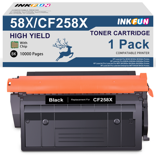 58X 58A Black Toner (with Chip) Compatible for HP 58X CF258X 58A CF258A Toner (1 Pack, Black)