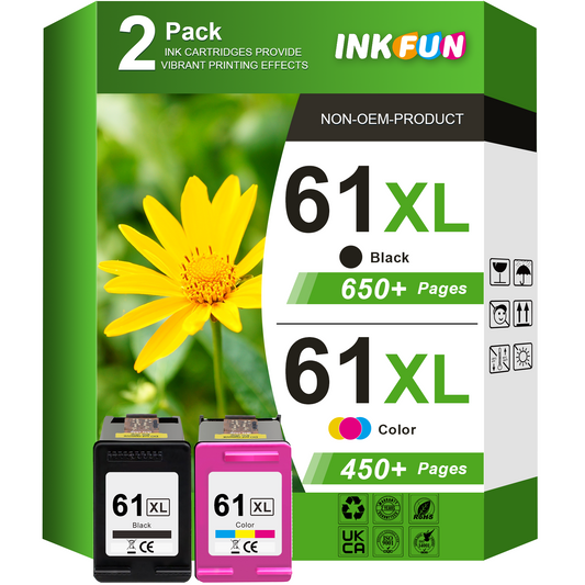 61XL Ink Cartridges Replacement for HP 61 Ink Cartridge Combo Pack for HP Ink 61 for HP Envy 4500 Printer (Black Tri-Color)