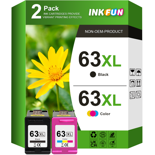 63XL Ink Replacement for HP 63 Ink Cartridges for Printer Ink HP 63 for HP OfficeJet 3830 4650 (Black Tri-Color)