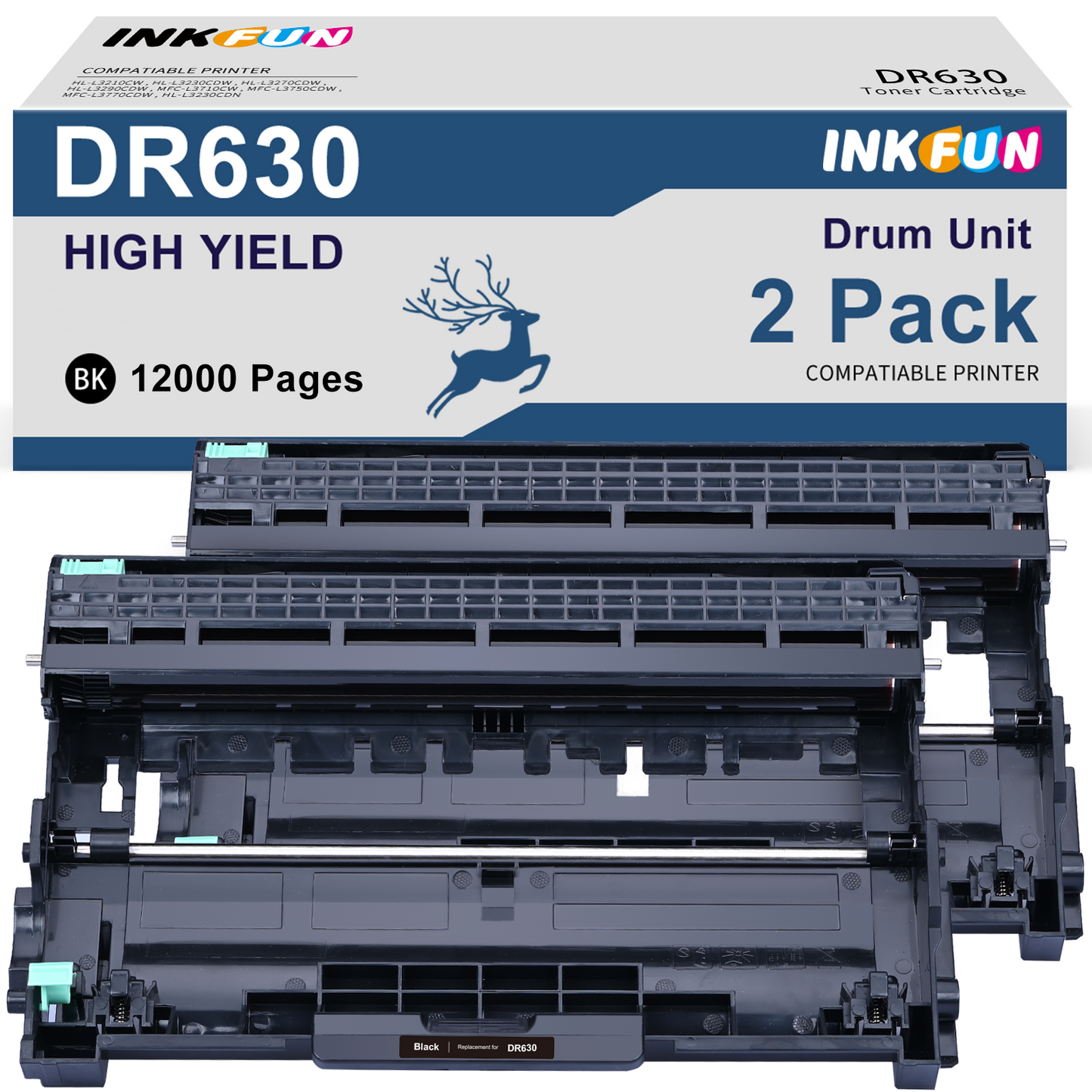 DR630 Drum Unit (NOT TONER) Replacement for Brother Drum DR630 for Brother DR-630 Drum Unit (2 Pack)