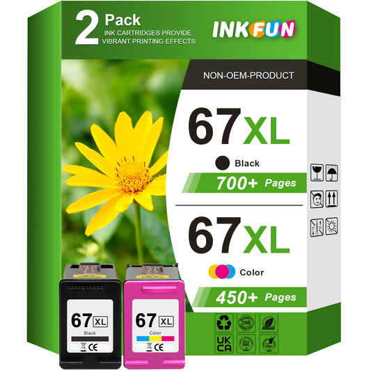 67XL Ink Replacement for HP 67 Ink Cartridges for HP Ink 67 for HP DeskJet 2700 2752e 2755e (Black Tri-color)