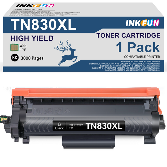 TN830XL TN830 Toner Cartridge for Brother TN830XL TN-830XL TN830 Toner Cartridge for Brother DCP-L2640DW HL-L2460DW HL-L2405W HL-L2400D HL-L2480DW MFC-L2820DW Printer (1 Black)
