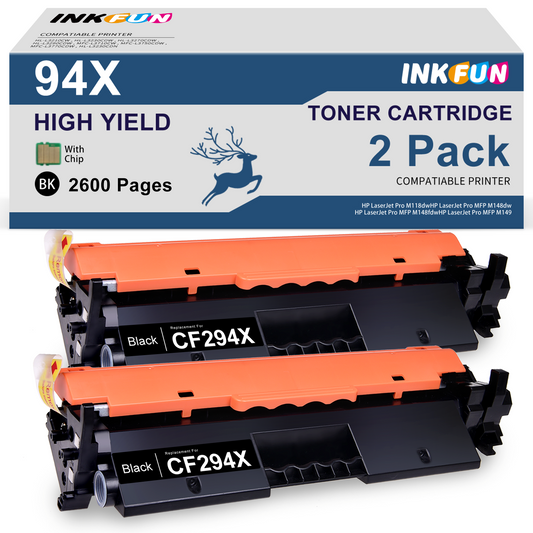 94X CF294X Toner Replacement for HP 94X Toner Cartridge for 94A CF294A for HP LaserJet Pro M148fdw (2 Black)