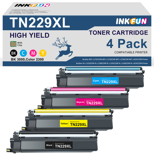 TN229XL TN229 Toner Cartridge for Brother TN229XL TN-229XL TN229 Toner for Brother MFC-L3780CDW HL-L3280CDW HL-L3220CDW MFC-L3720CDW HL-L3295CDW HL- L3300CDW HL-L8245CDW Printer (4 Pack)