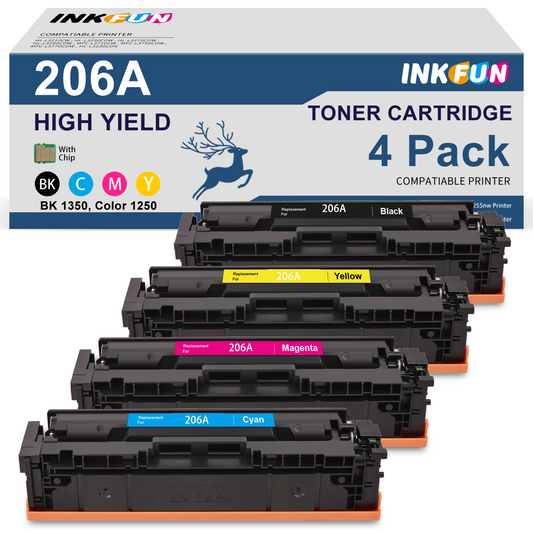 206A Toner Cartridge Replacement for HP206A 206X Toner for HP Color Laserjet Pro MFP M283fdw M283cdw M255dw Printer (4 Pack, Black Cyan Magenta Yellow)