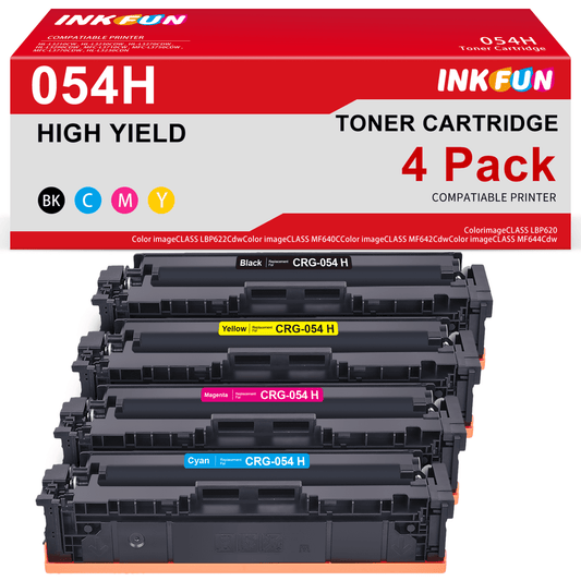 054H Toner Cartridge for Canon 054 CRG-054 054H Toner to use with Color ImageClass MF644Cdw LBP622Cdw MF642Cdw MF640C LBP620 Printer (1 Black, 1 Cyan, 1 Magenta, 1 Yellow)